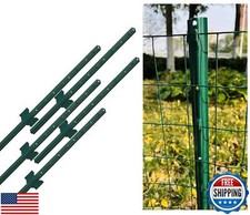 3 Feet Metal Fence Post Green, Pack of 5, for 24 Inch High Garden Welded Wire
