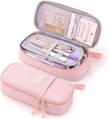 CICIMELON Durable Pencil Case Big Storage Pen Pouch Bag for School Pink 
