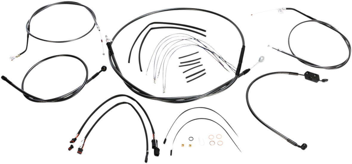 Control Clutch Brake Cable Kit Black 1416in. Apes ABS Harley Forty