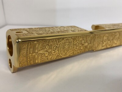 DEEP Laser engraved mirror polished 24k GOLD Glock19 Slide Gen3