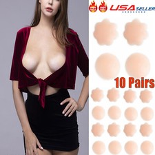 10 Pairs Silicone Nipple Pads Reusable Adhesive Nippleless Cover Pasties Women