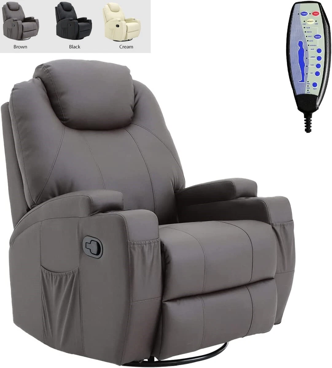 8 Point Heating Massage Recliner Chair Sofa Rotating Remote