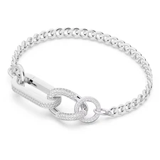 Dextera bracelet Pavé, Mixed links, White, Rhodium plated 5642597