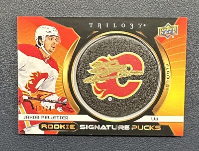 2023-24 UD TRILOGY JAKOB PELLETIER RC Signature Pucks   GOLD AUTO SP /24