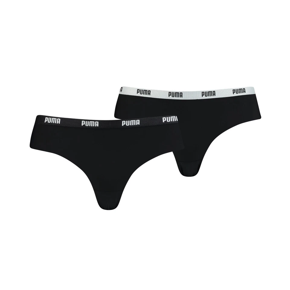 PUMA Lot De 2 Panties Brazilian Microfibre Pour Femmes XS À XL Gris Noir Blanc - Photo 1/1