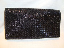 Inge Christopher for Indolink Clutch Purse Black Beaded Evening Shoulder Bag