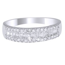 3/4 cttw Baguette Diamond Wedding Engagement Band Ring 10K White Gold