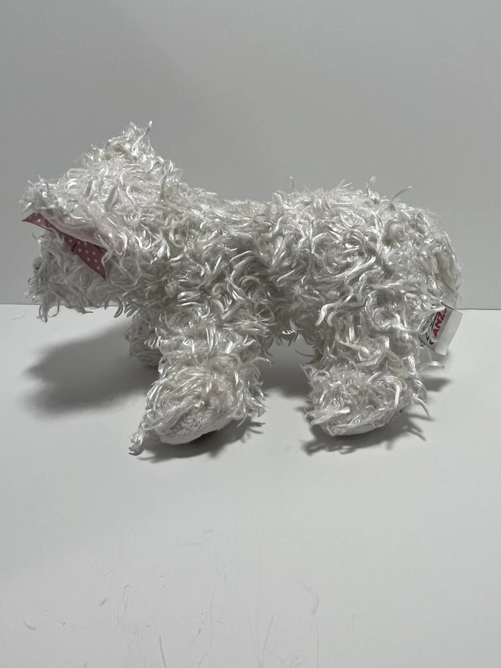 Webkinz 9 inch white terrier with polka dot bow pre-owned no code - Image 2 of 4