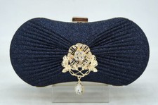 Elegant Women Rhinestone Evening Handbag Wedding Party Clutch Purse / Navy C828