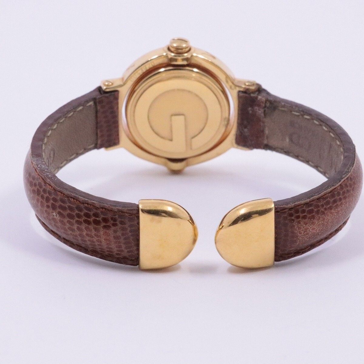 GUCCI Bangle Watch Reversible 6600 Gold Plated Leather