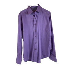 Robert Graham Flip Cuff Shirt Sz Medium Mens Purple Button Front
