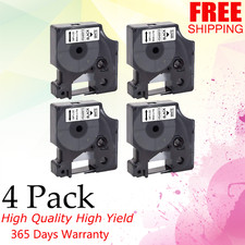 4PK Black on White label tape 3/8" For Dymo D1 40913 LabelManager 160 350 9mm 7m