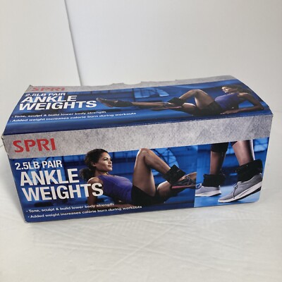SPRI 2.5LB Pair of Ankle Weights Adjustable Neoprene Sand Filled Black.