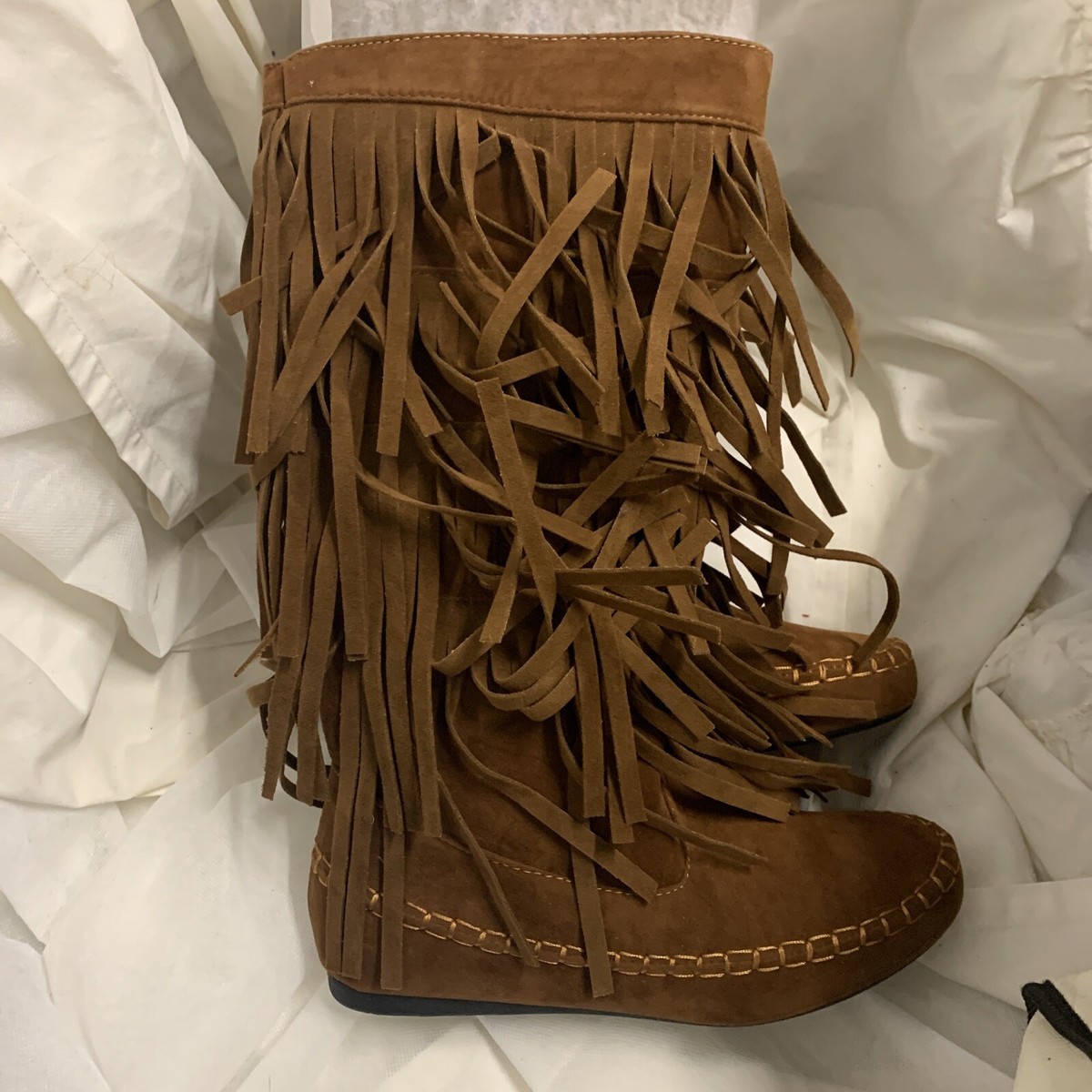 Dolls Kill Mud 55 Rust Brown Playtime Boots With Fringe Sz 7.5 | eBay