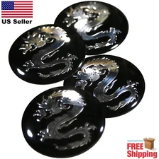 (PACK OF 4) Dragon Wheel Center Cap Sticker Emblem Decals 2.2" Dome (Silver)