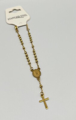 IP Gold Stainless Steel Hand Rosary with Virgin of Guadapule Pendant