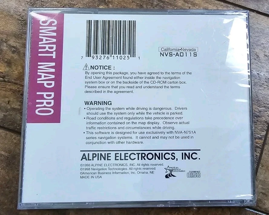 NEW/SEALED* Alpine NVS-A011S (CALIF/NV) CD-ROM Navigation Smart Map Pro Disc '98 - Image 4 of 4