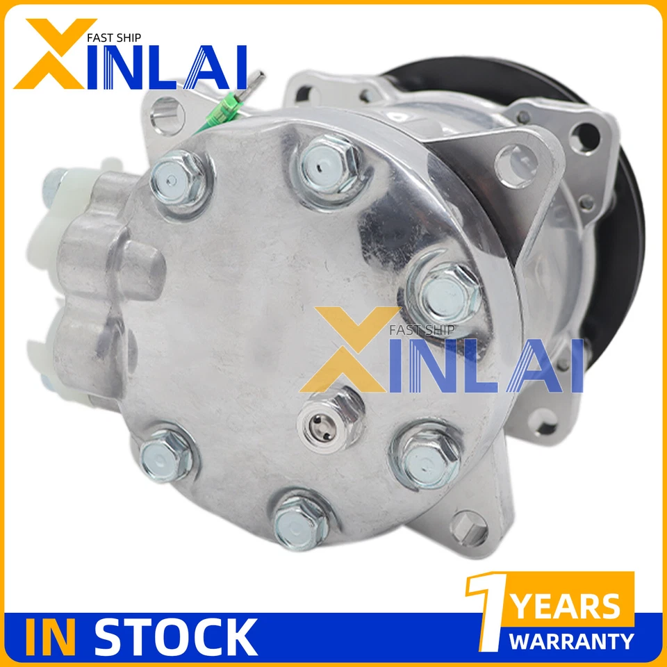 Compresor de aire acondicionado SD7H15 con embrague compatible con Mitsubishi Kobelco Kato Komatus Fuso 12V Foto 3 de 4