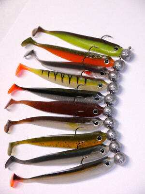 10 Lieblingsköder Sonderfarben incl. 18g  Maruto-Jig 3/0  Zander Set 