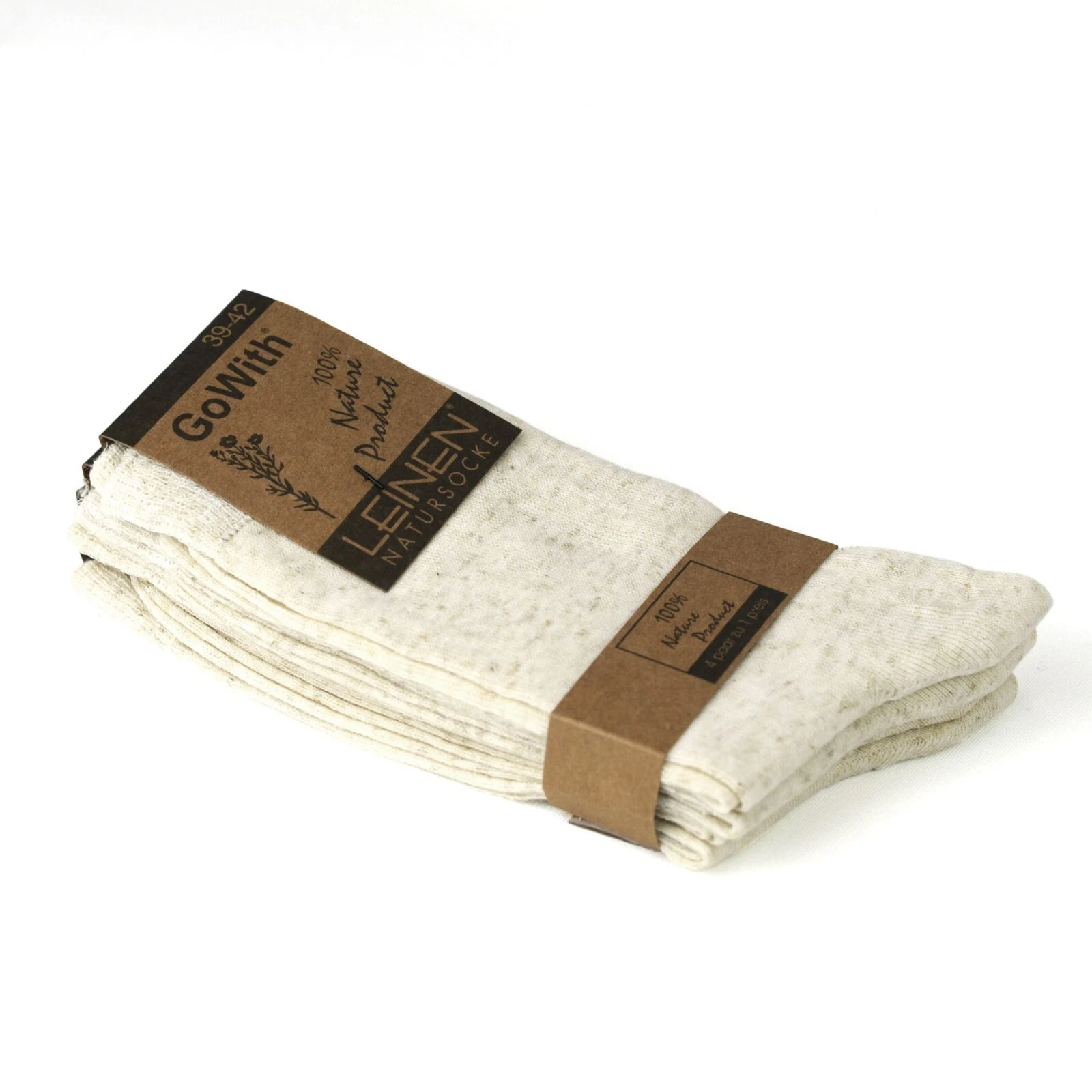 Mens Linen Socks,4 pairs pack, Natural Cotton and Linen blend seamless socks