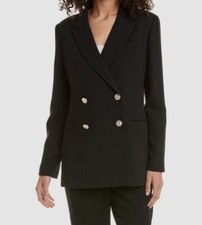 Ted Baker Women's Black Double-Breasted Peak Lapel Jacket Size 1