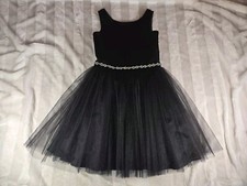  335 David Charles Girls Black Satin Tulle Rhinestone Belt Holiday Dress Size 10