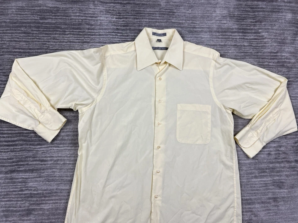 Geoffrey Beene Shirt Mens 16.5 34/35 Yellow Longsleeve Button Up Cotton - Image 2 of 4