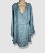 Guess Women's Blue Zinnia Long-Bell-Sleeve Dress Size XL