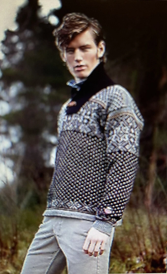 Norlender Gray Fair Isle Norvegian Knit 100 Wool Sweater sz XL