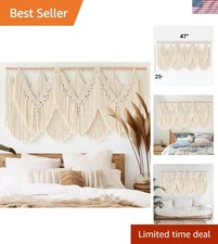 Elegant Bohemian Macrame Wall Decor - Large 47"W x 25"L Adjustable Hangings