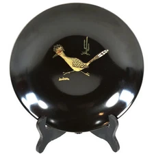 1960s Couroc Black Resin Inlaid Utility Dish Roadrunner
