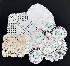 5 pcs - Various White/Off White/Color Crochet Doilies - Lot