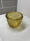 Vintage Amber Glass Lidded Refrigerator Dish – Ribbed Depression Glass Style