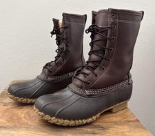 VTG L.L. Bean Duck Boots Women’s 8 Brown 10” Shearling Lined USA Made EUC