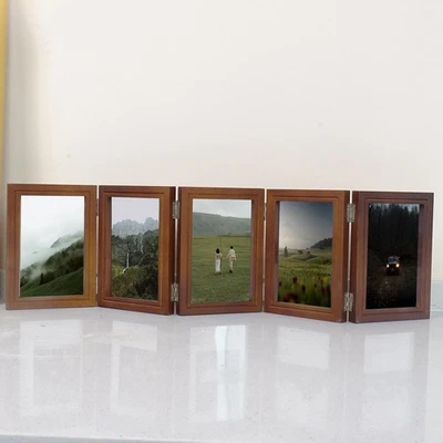 Cadre photo à 5 charnières Cinq cadres pliants Art en bois Cadre pliable - Photo 1/4