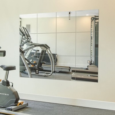 Ruomeng Home Gym Mirrors 12 Inch x 12Pcs Wall Mounted 12''x12''-12pcs, Silver 