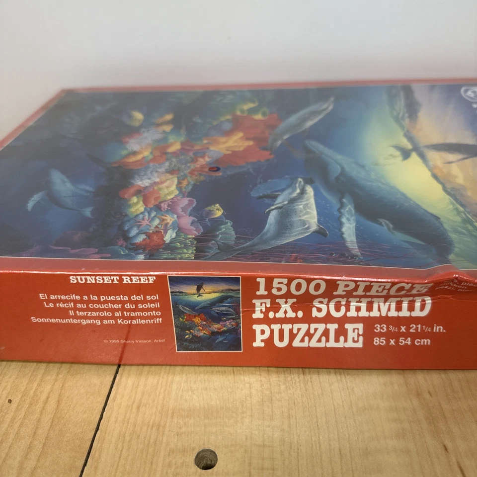 F.X. Rompecabezas Schmid Sunset Reef 1500 piezas 33,5 x 21,5 pulgadas escena marina del océano Foto 2 de 4