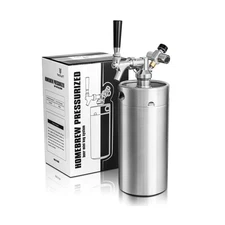 TMCRAFT 128oz Mini Keg Growler, Pressurized Stainless Steel Home Keg Kit Syst...