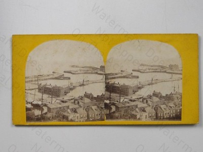 Dover Harbour Kent England erhöhte Ansicht T Wilkinson c1870s Vintage PhotoStereoview