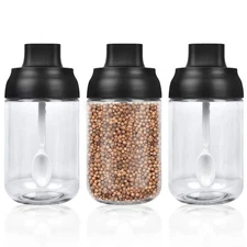 Supkiir Spice Containers Glass, 3Pcs Kitchen Glass Condiment Containers with ...