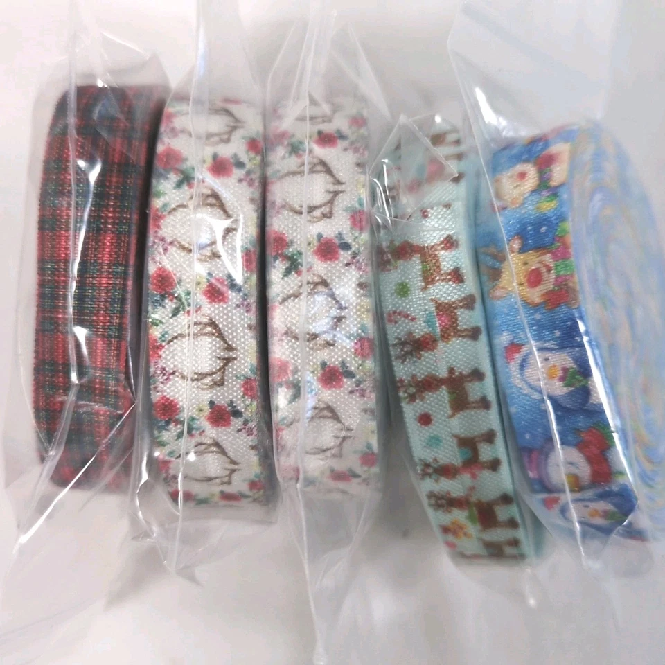 Lot of 25 Rolls of Christmas Elastic Ribbon New 5/8" Wide Holiday Crafts Lot8 - Image 3 of 4