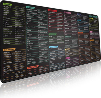 Pixiecube Linux Commands Line Mouse Pad - Extended Large Cheat Sheet Mousepad. S