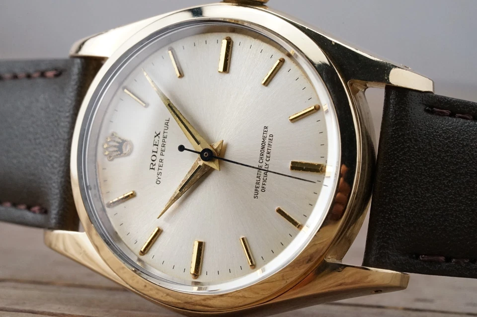 Обслуживаемый винтажный ROLEX OysterPerpetual 6634 34 мм крышка золото cal.1560 c1959 #1435 - Изображение 2 из 4