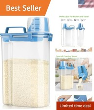 Rice Airtight Storage Container, 3 to 5Lbs Cereal Dry Food Flour Bin, Pet Dog...