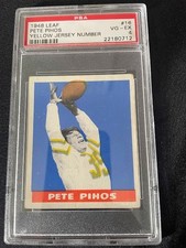 1948 LEAF PETE PIHOS YELLOW JERSEY NUMBER RC ROOKIE CARD #16 VG-EX PSA 4. rookie card picture