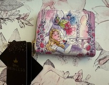 Loungefly Disney Sleeping Beauty Zip Around Wallet Small Purple Pink Floral