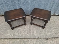 2 X Vintage Ercol Side Tables Solid Elm