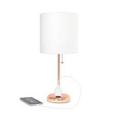 Simple Designs Lt1144-Rgd Sleek And Slender Rose Gold Table Lamp Charging