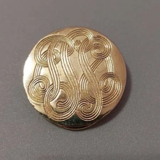 Vintage Gold Tone Etched Swirls Scrolls Round Scarf Ring Clip