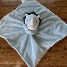 Carter  s Baby Blue Dinosaur Dino Rhino Lovey Security Blanket Stripes Striped